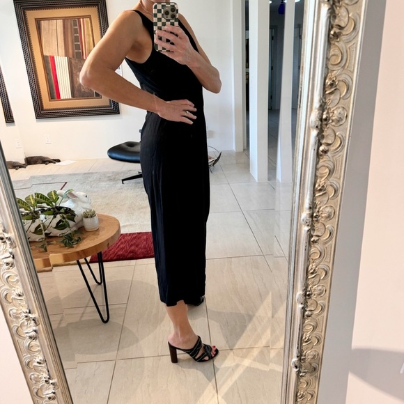 Eileen Fisher Cropped Sleeveless Black Jumpsuit Wide Leg Style Size XS - Picture 7 of 15